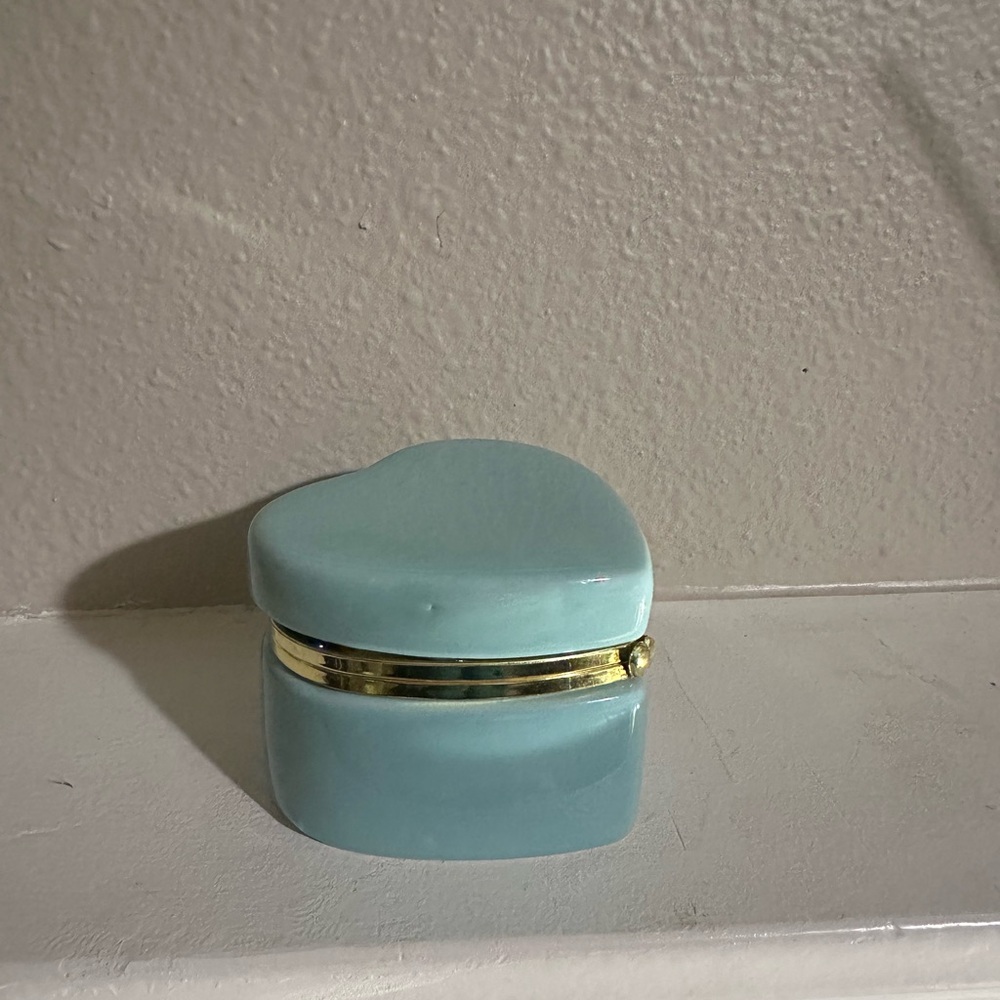 Heart-Shaped Blue Trinket Box